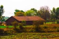 A farmers hut in the village