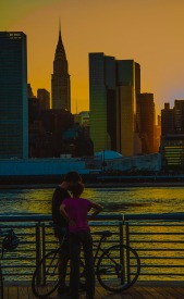 guy and gal at sunset